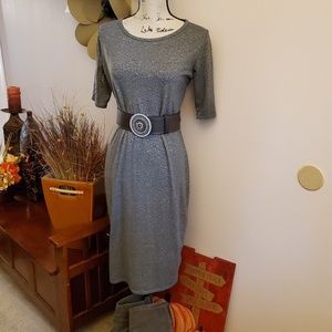 LulaRoe Gray & Gold Julia Dress